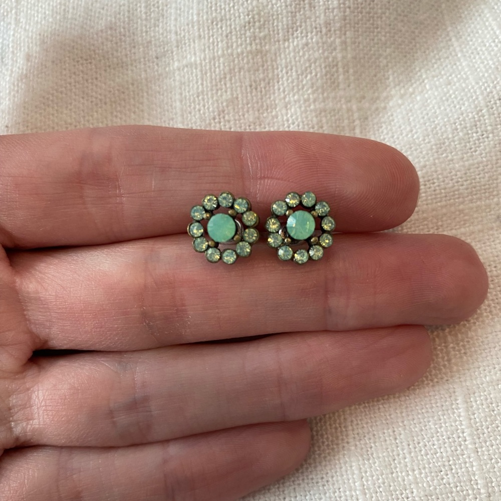 Green gem studded earrings
